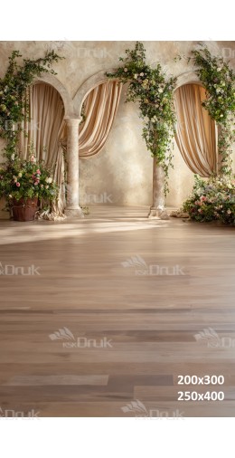 Tło fotograficzne „Romantyczne arkady z kolumnami i zielenią” | E_796